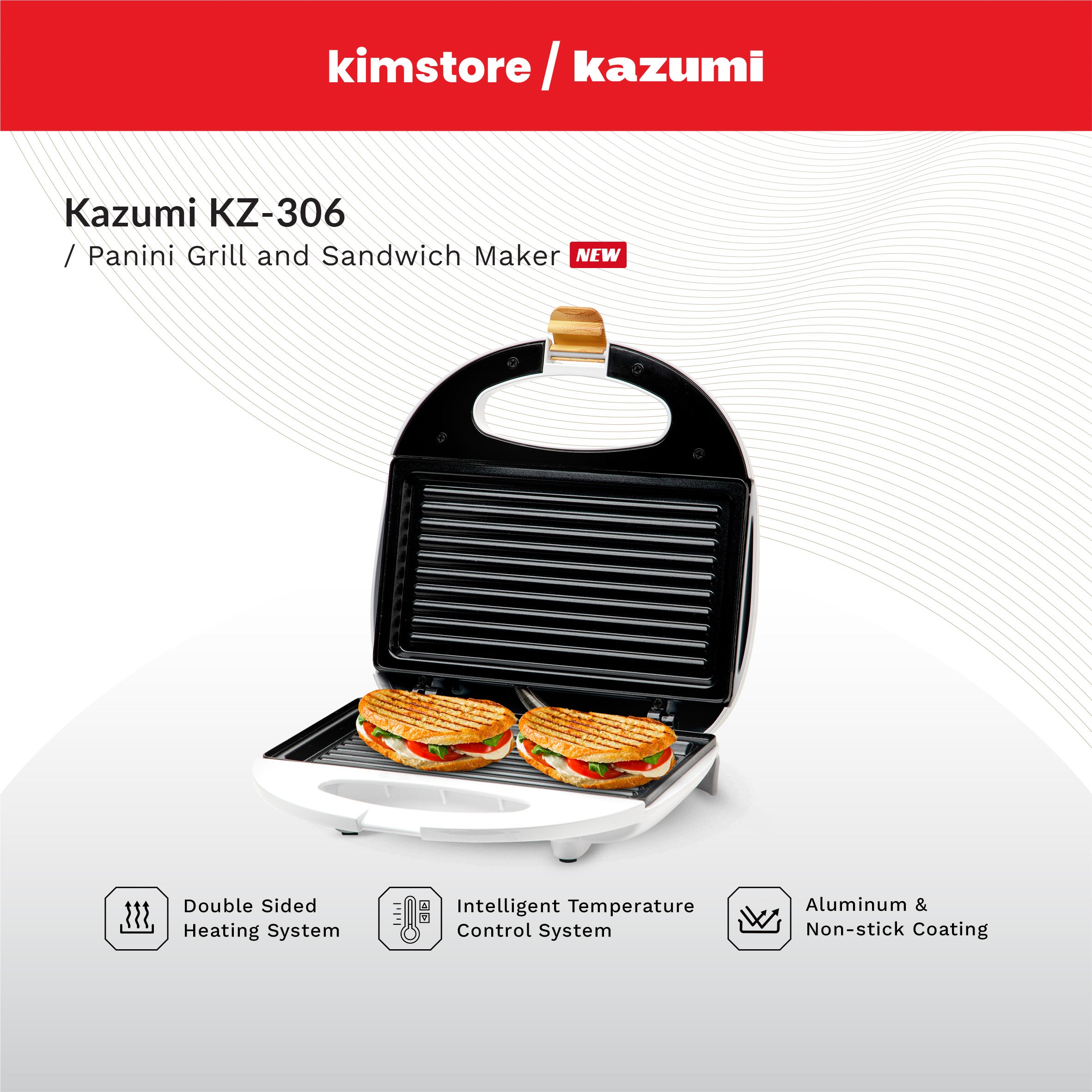 Kazumi KZ-306 Panini Grill and Sandwich Maker