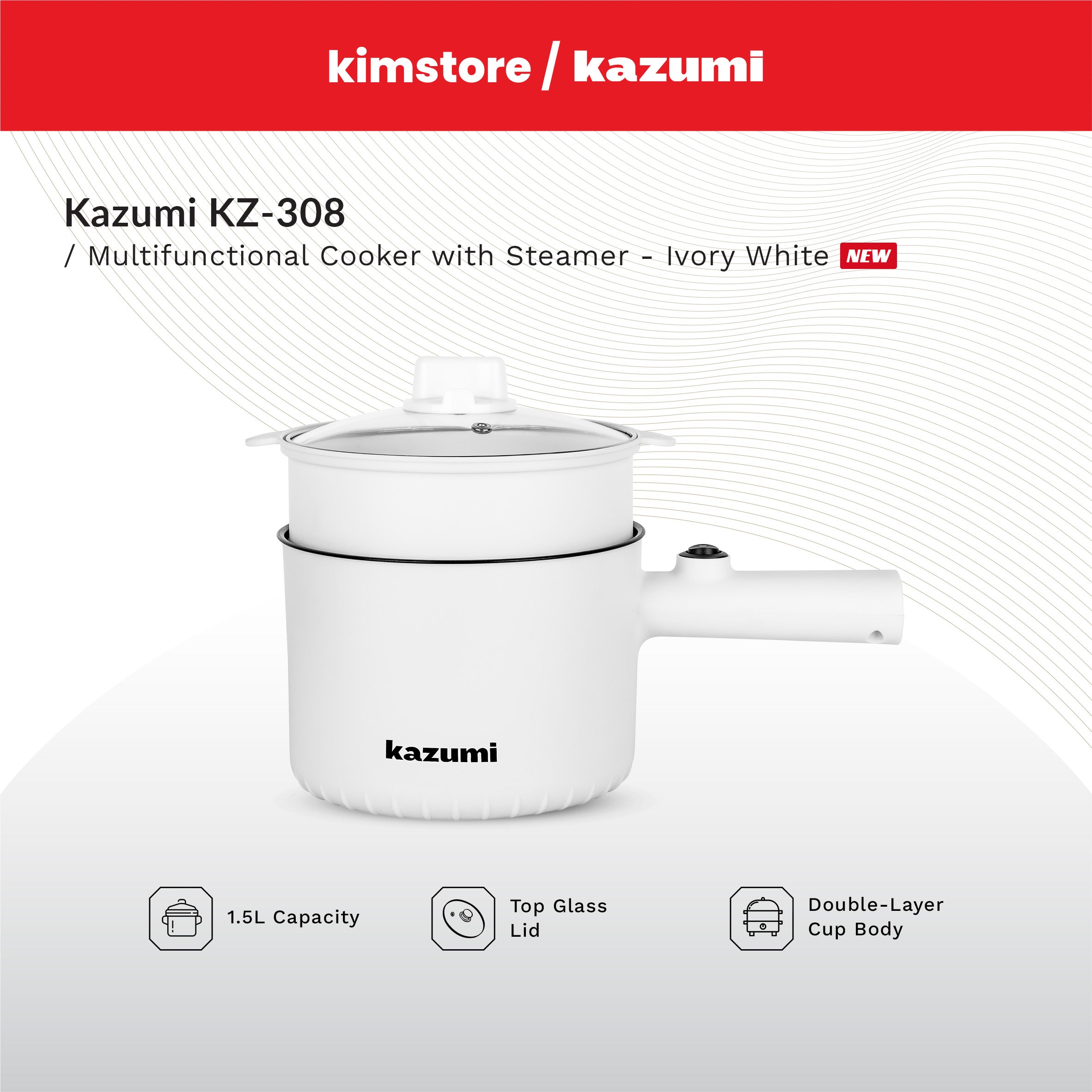 Kazumi KZ-308 1.5L Multifunctional Cooker with Steamer