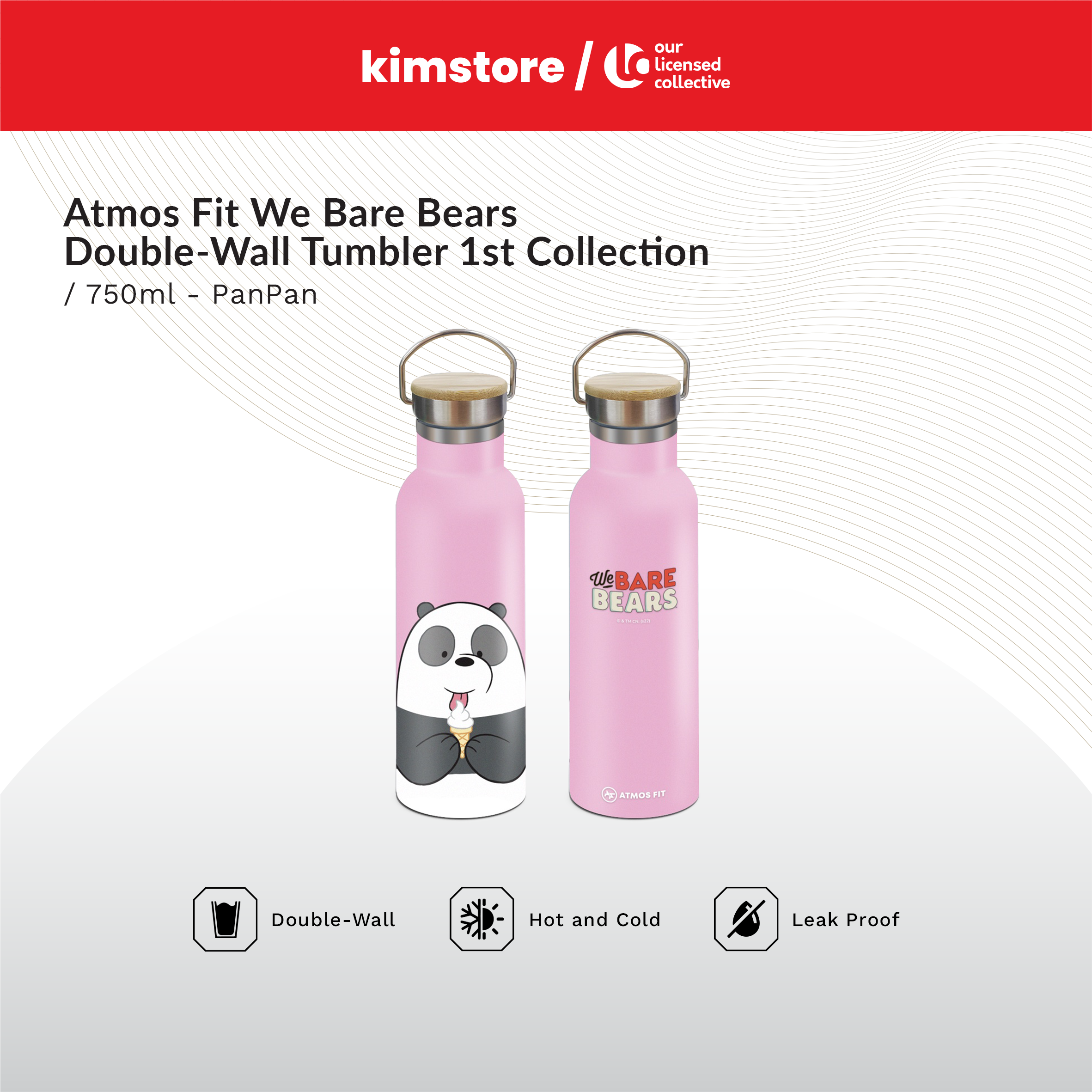 Atmos Fit 750ml We Bare Bears Double-Wall Tumbler 1st Collection